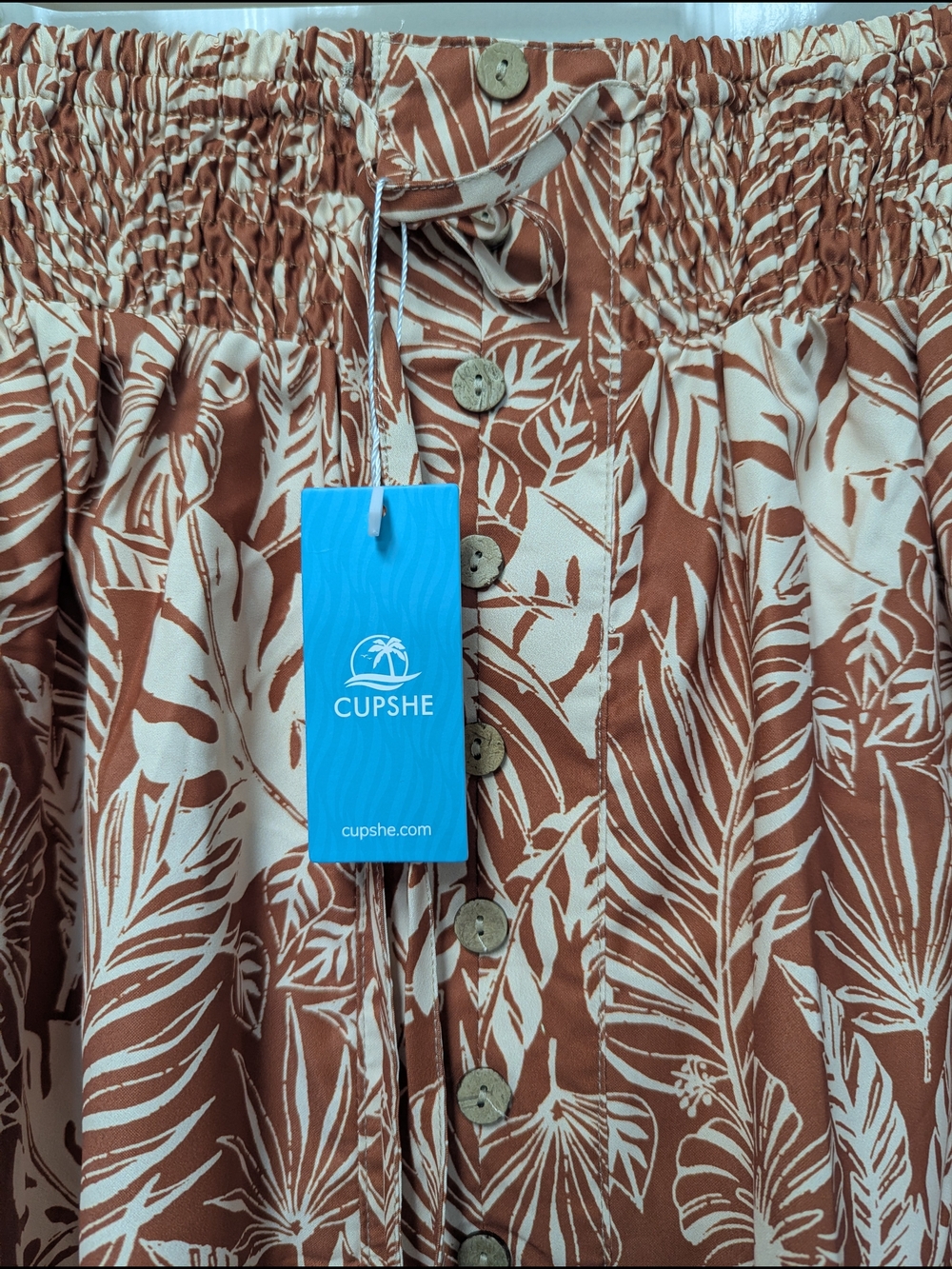 Cupshe Rust & Cream Tropical Print Wide-Leg Pants - Picture 4 of 8